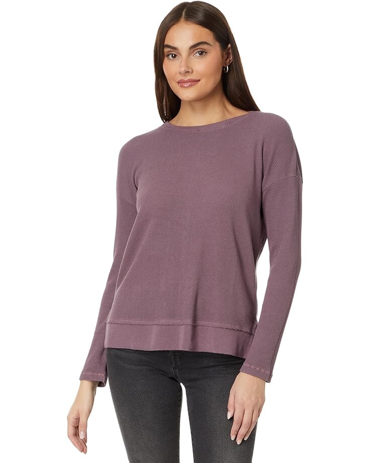 

Топ Mod-o-doc Long Sleeve Crew Neck Boxy Top, цвет Dusty Plum