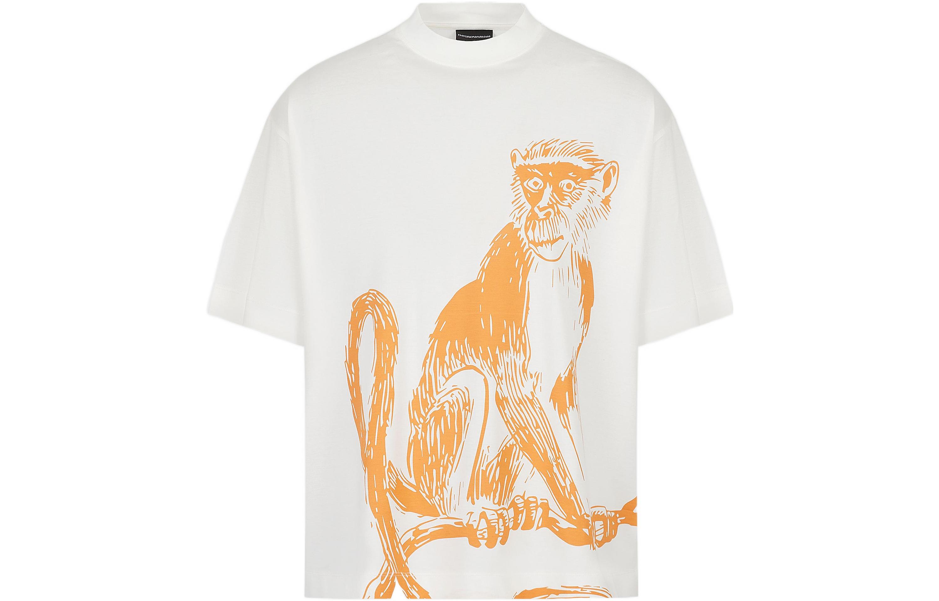 

Футболка мужская белая оранжевая EMPORIO ARMANI