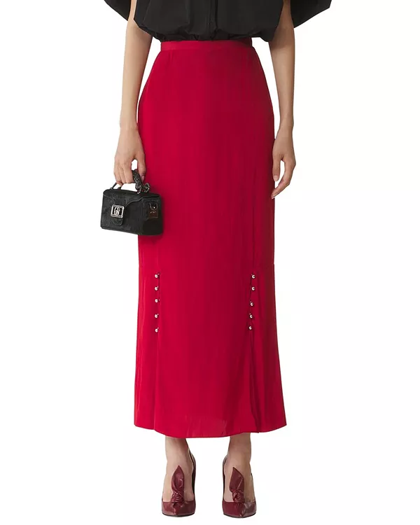 

Юбка миди из шармеза Lanvin, красный