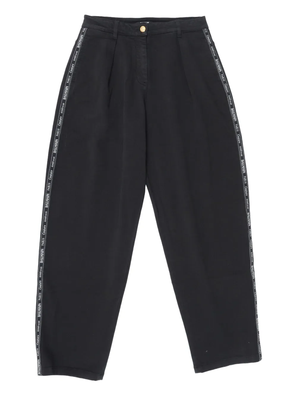 

Плиссированные брюки с фирменной лентой Balmain Kids, черный