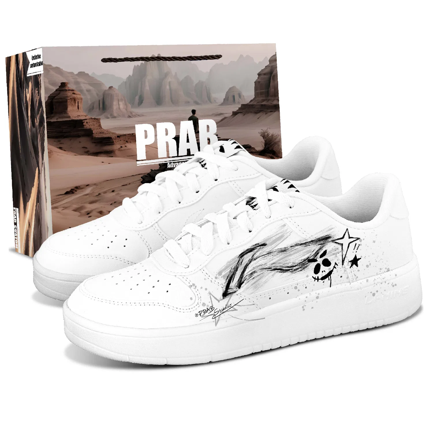 Скетбординг-кроссовки с граффити Li-Ning Floating Boat Black White