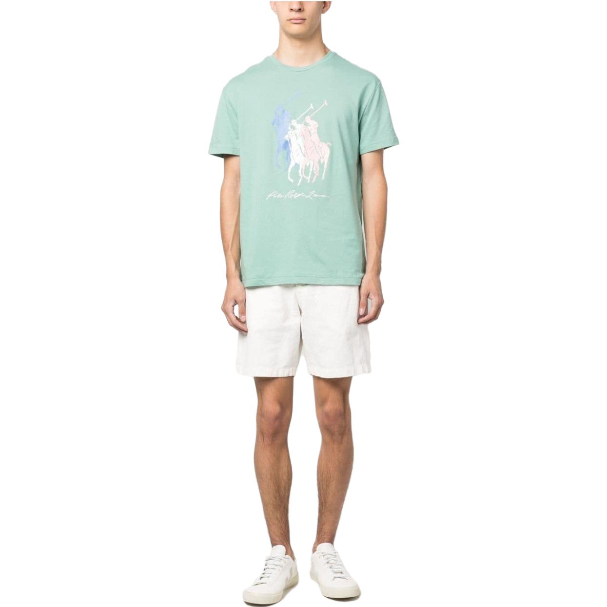 Футболка хлопковая с логотипом Polo Ralph Lauren, зеленая — фото 3