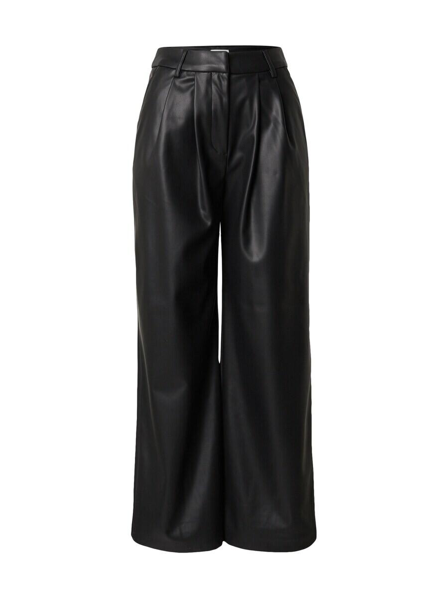 

Кожаные штаны TOPSHOP Wide leg Pleat-Front Pants, черный