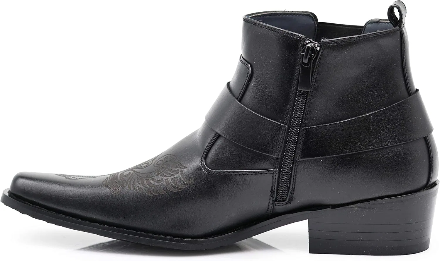 Мужские ковбойские мотоциклетные ботинки Enzo Romeo WT10 в стиле вестерн, Black — фото 4
