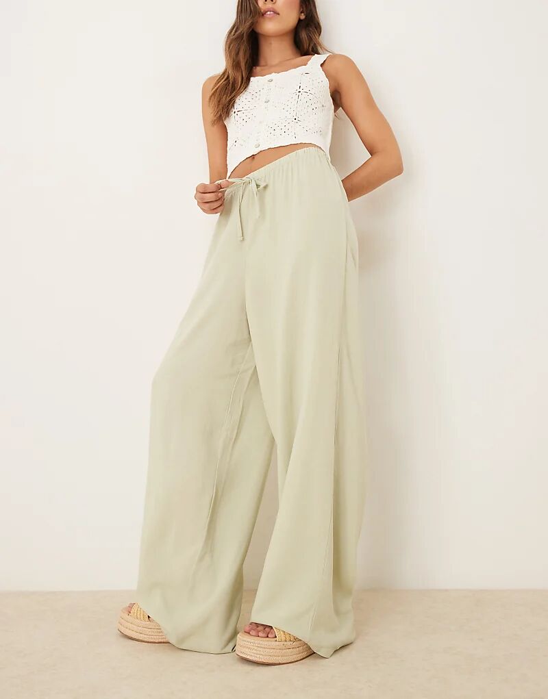 

Льняные брюки ASOS DESIGN цвета шалфея