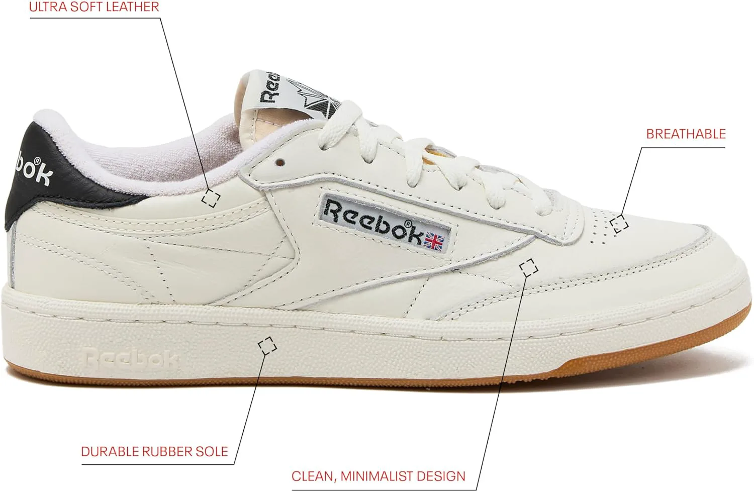 Мужские винтажные теннисные кроссовки Reebok Club C 85, черный — фото 3