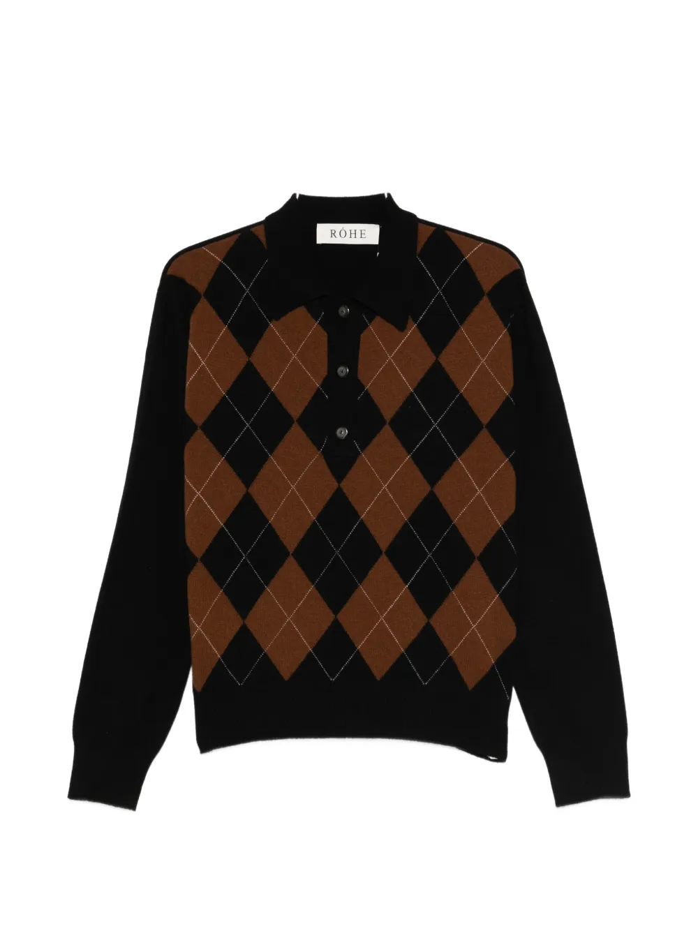 

Поло с жаккардовым узором аргайл Róhe, черный