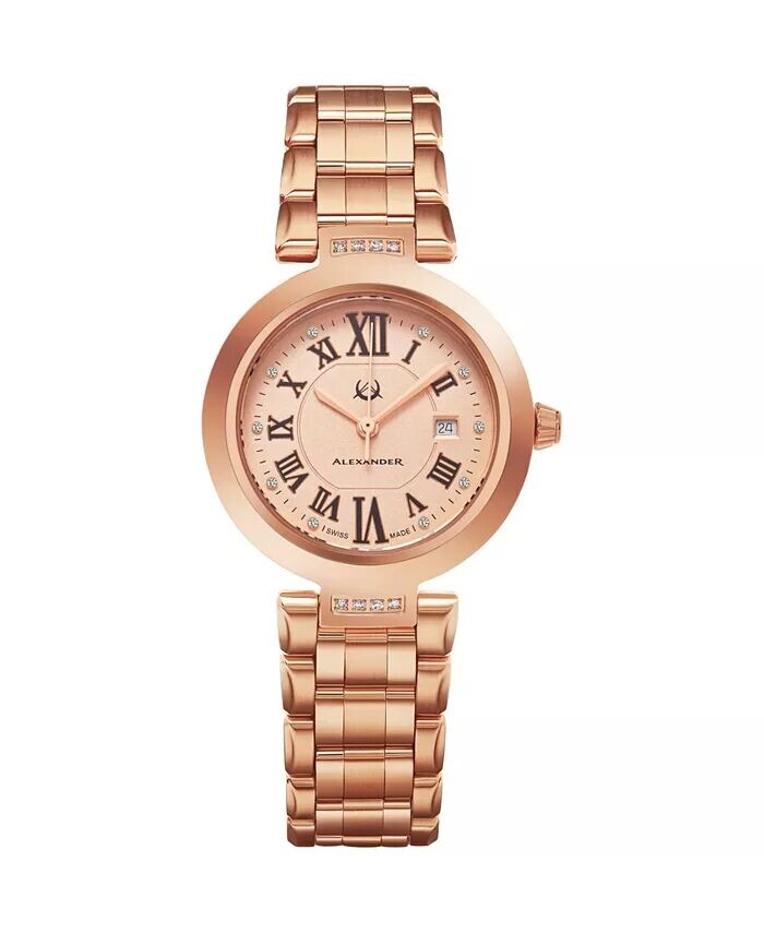 

Часы Alexander AD203B-05, женские кварцевые часы с датой, корпус из нержавеющей стали цвета розового золота, браслет из нержавеющей стали цвета розового золота Stuhrling