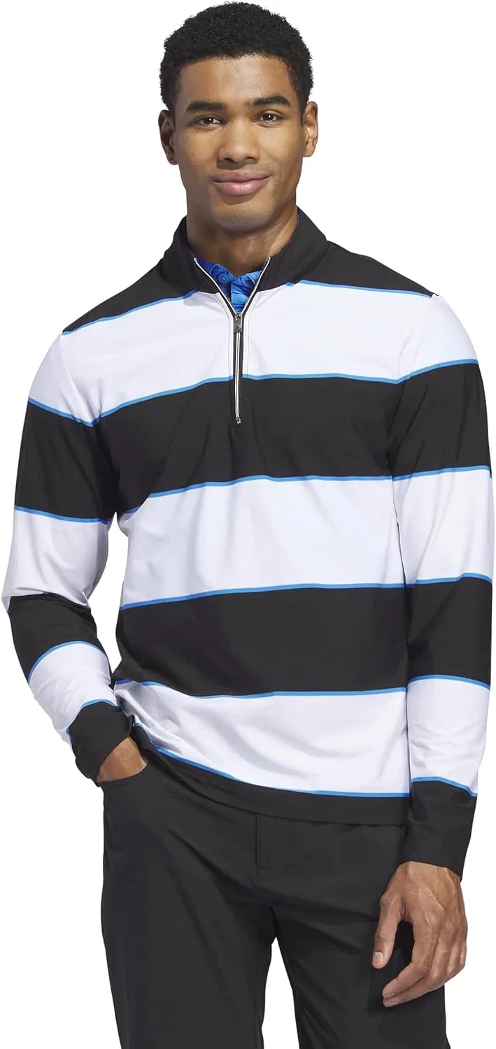 Толстовка Adidas Men's Ultimate365 Rugby Stripe Quarter-Zip, черно-белый