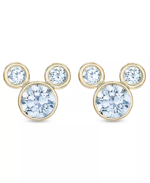 

Детские серьги-гвоздики с Микки Маусом из кубического циркония, золото 14 карат Disney, march