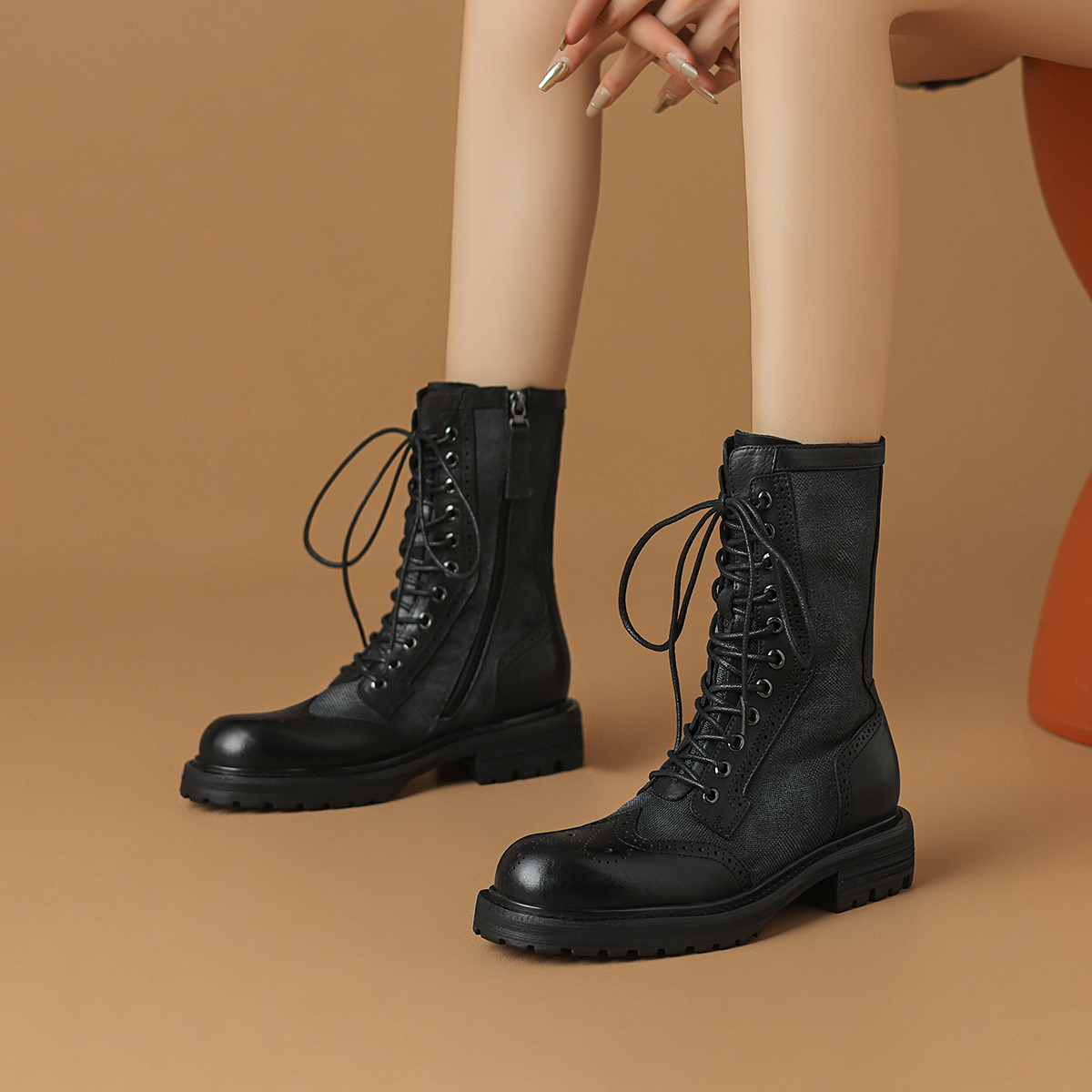 Rosa Bianca Рабочие ботинки Мартин женские на 5 см черные с кожаной стелькой, цвет Black (Cow Leather Insole) — фото 4