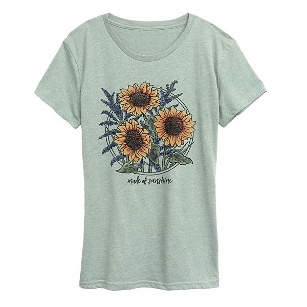

Женская футболка с принтом "Подсолнухи в лучах солнца" Licensed Character, Heather Sea Foam