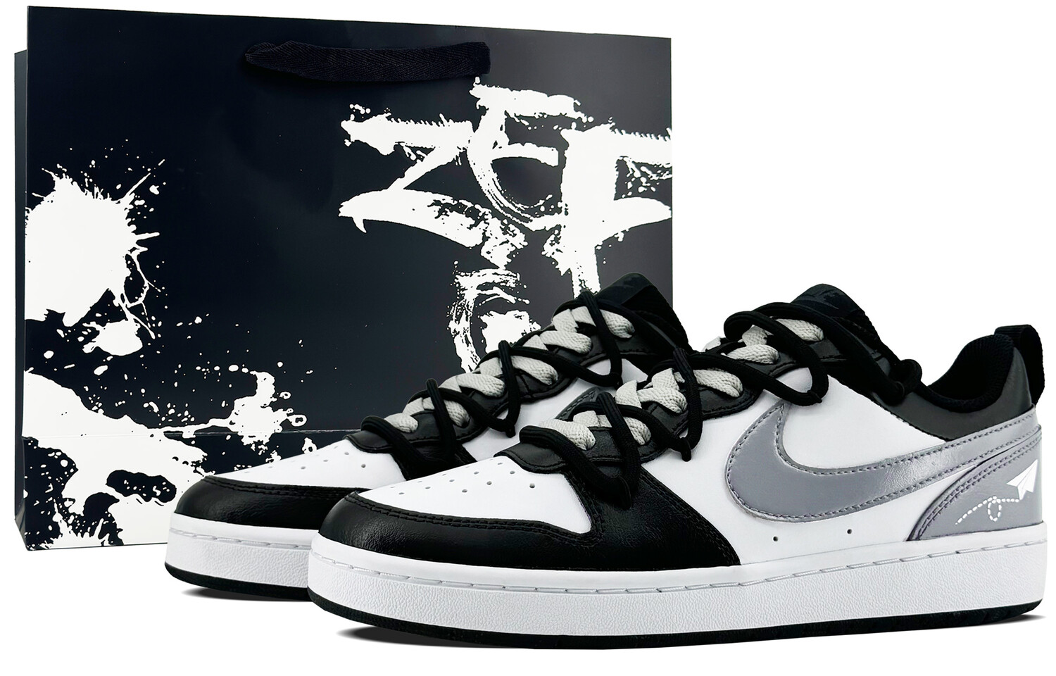

Кроссовки Nike Court Borough Skateboarding Shoes Women's Low-top Black/grey/white, черный