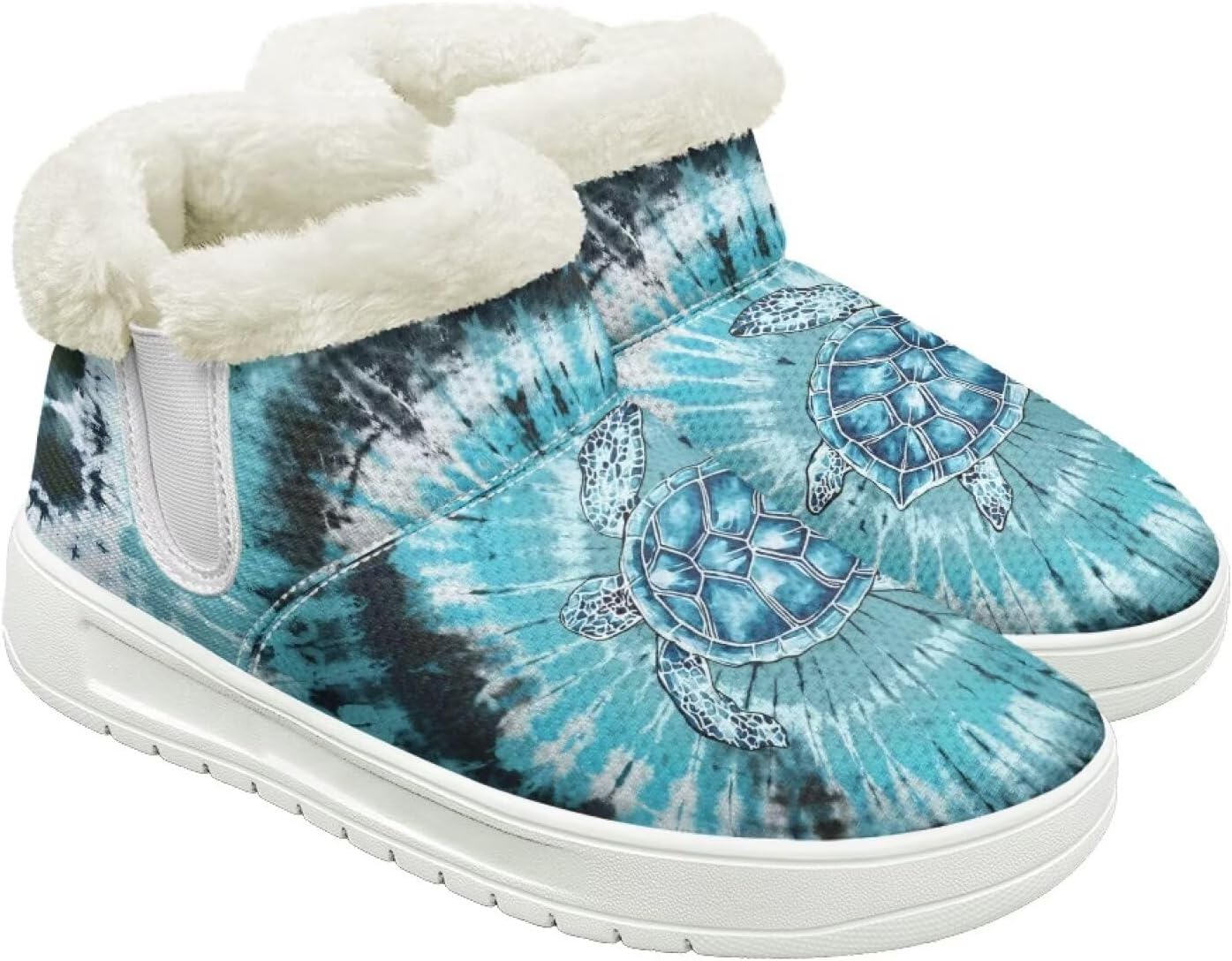 

Зимние ботинки для женщин и мужчин, пушистые снежные ботинки с флисовой подкладкой и тянущимся верхом Cugasmaru, Turtle Tie-dye