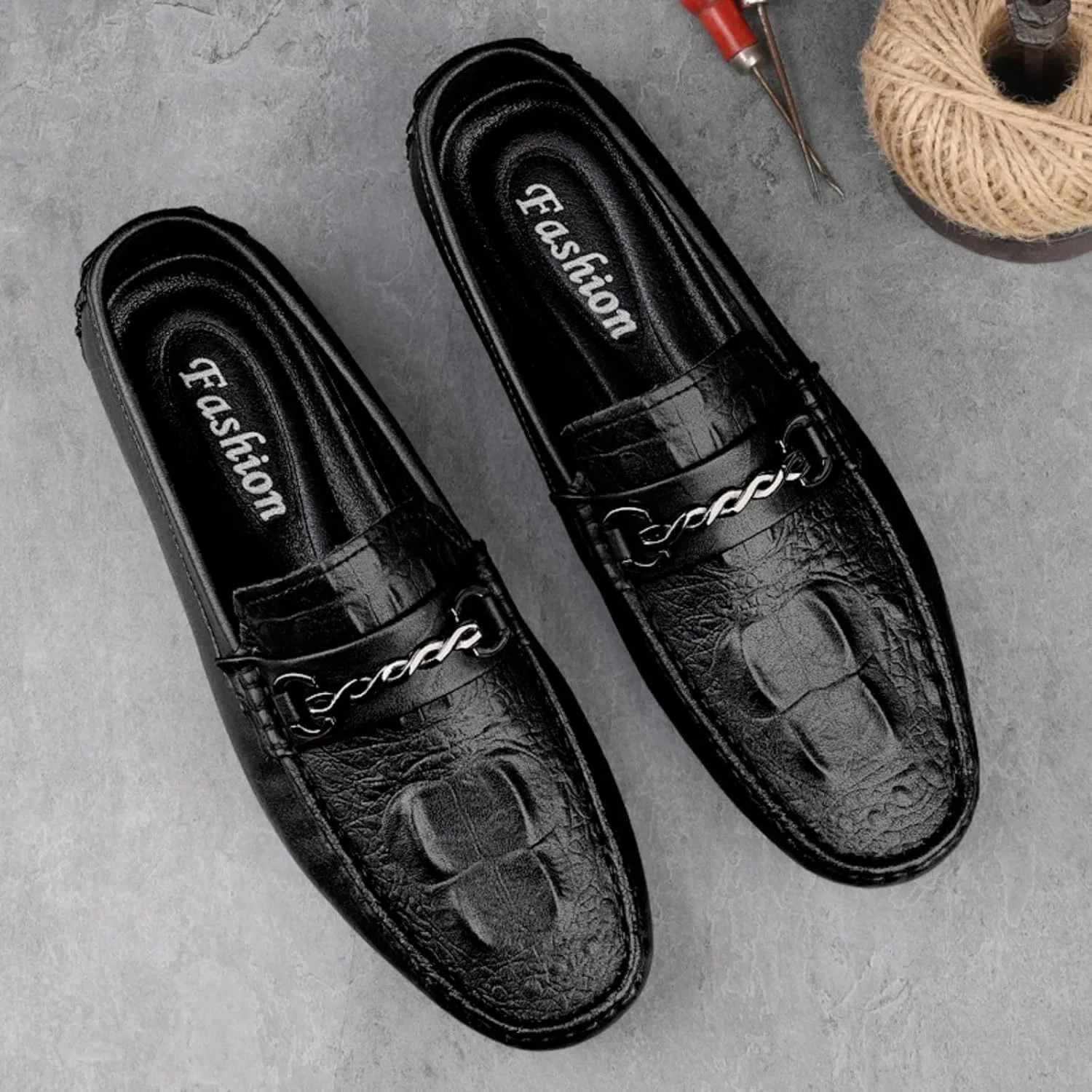 Мокасины кожаные мужские Loafers, черный ZBKHZD — фото 3