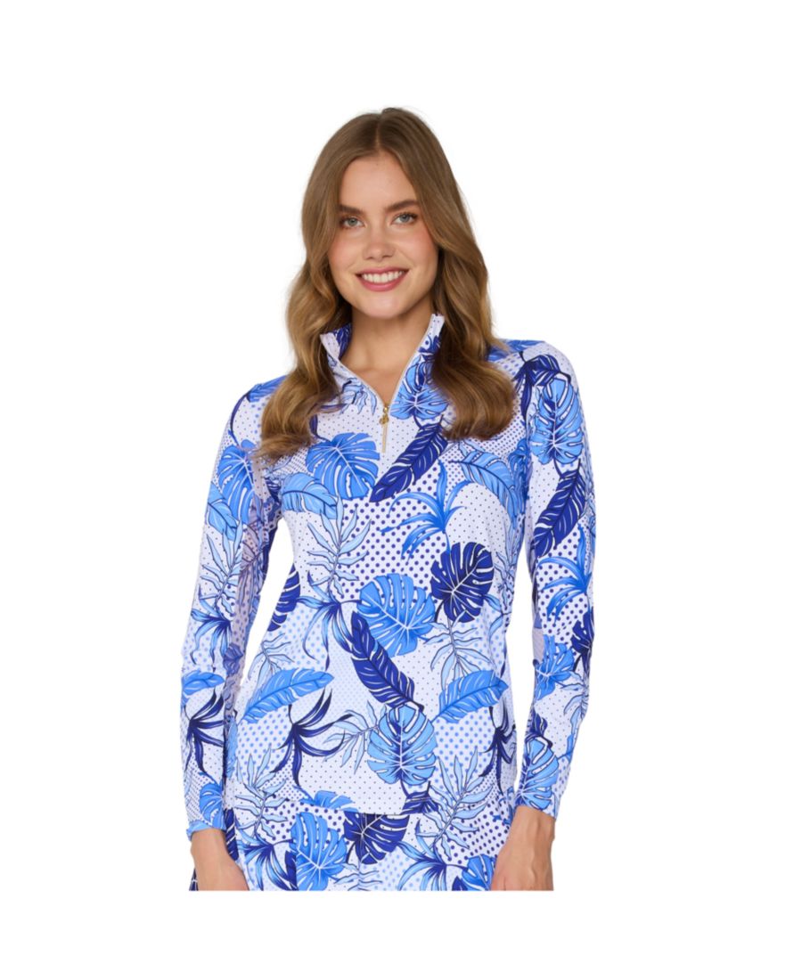 

Топ с длинными рукавами и воротником-стойкой от G Lifestyle G Lifestyle Clothing, Blue Oasis