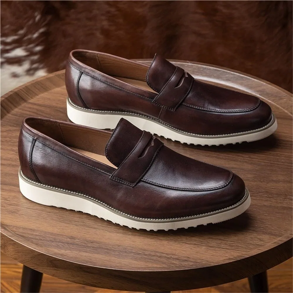 Лоферы кожаные Handmade Luxury Leather Lined Brown DHFIRUFSHLO — фото 3