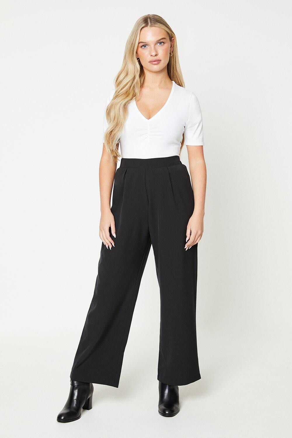 

Широкие брюки Petite без застежки Dorothy Perkins, черный