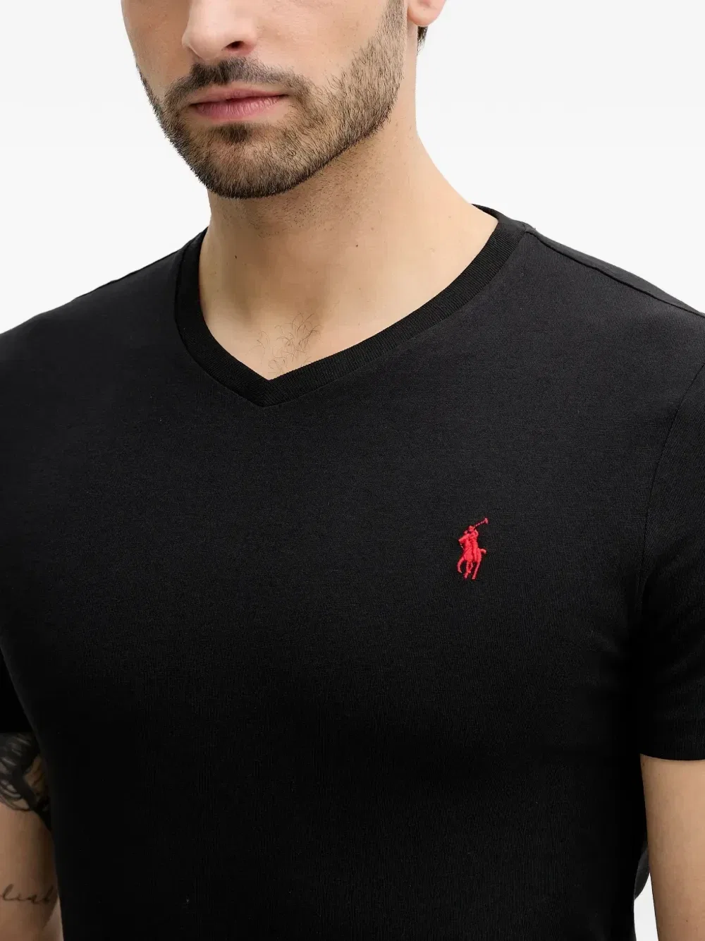 Футболка с V-образным вырезом и логотипом POLO RALPH LAUREN, черный — фото 4
