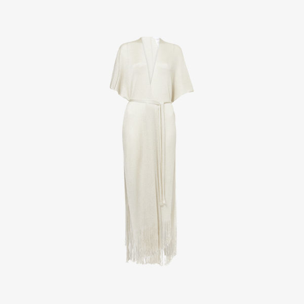 

Женский вязаный жилет Zarelia с бахромой Max Mara, белый