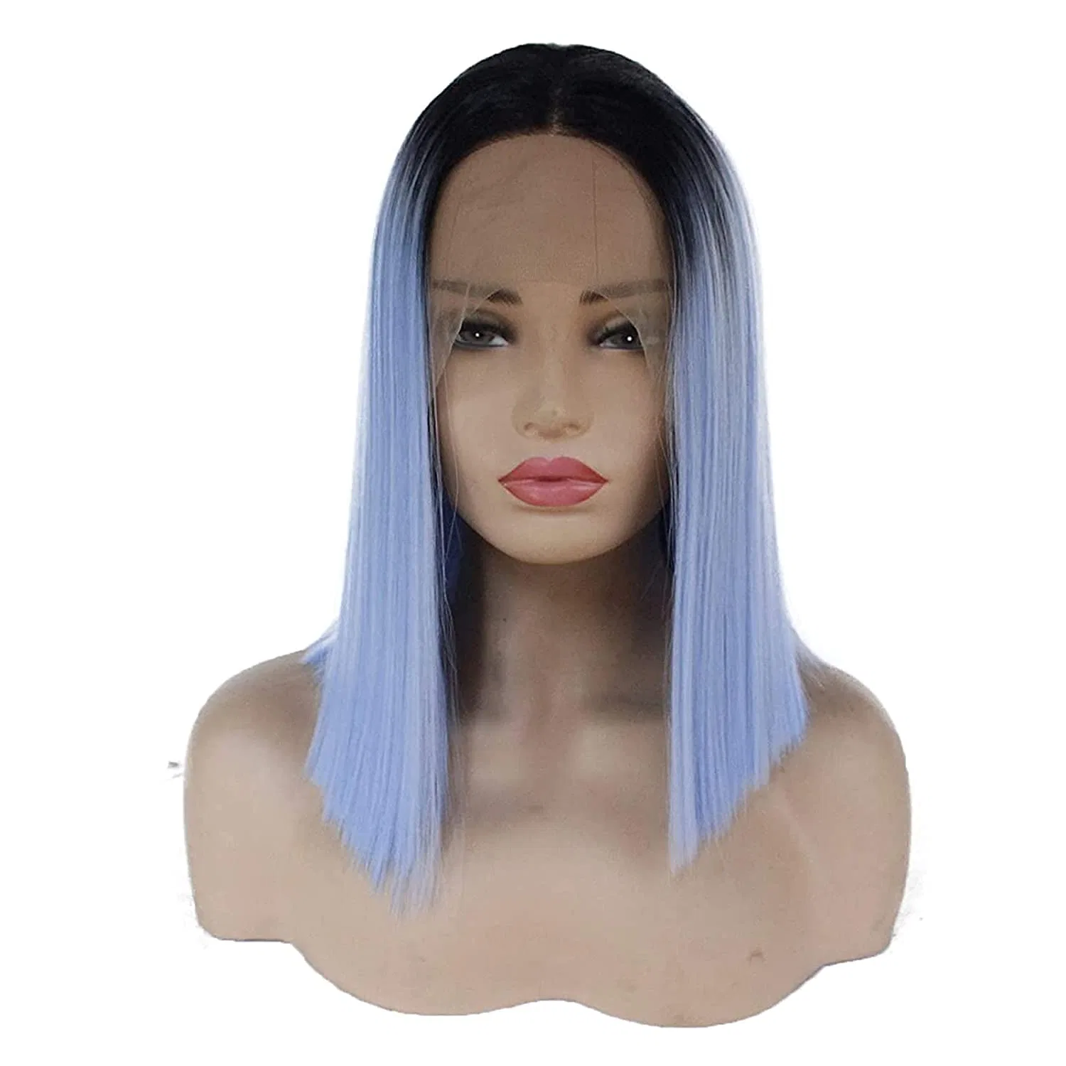 Женский короткий парик-каре Karissa Ombre Blue Synthetic Lace Front с темными корнями Karissa Hair — фото 3