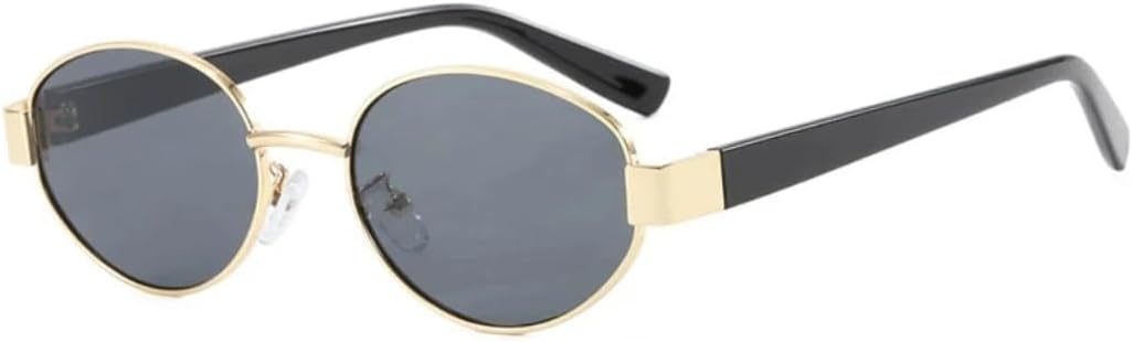 

Модные панк-очки для мужчин, маленькие овальные, для женщин, стильные солнцезащитные очки для вождения, летние очки для путешествий, защита от УФ-излучения UV400 VVTWSSW, Gold Gray