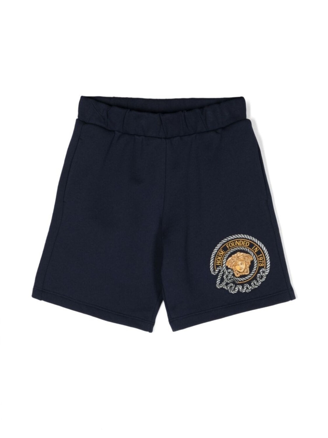 

Versace Kids шорты с вышивкой Medusa, синий
