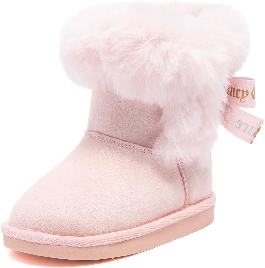 

Зимние сапоги Juicy Couture для девочек, теплые с утеплителем, модные ботильоны средней высоты, наружные снежные сапожки для малышей, детей младшего и старшего возраста, Blush-Krazey