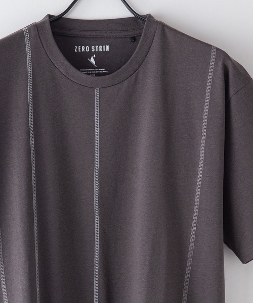 

JEANS MATE Футболка с принтом, скрывающая пятна пота, водоотталкивающая, с контрастными элементами, ZEROSTAIN, угольно-серый