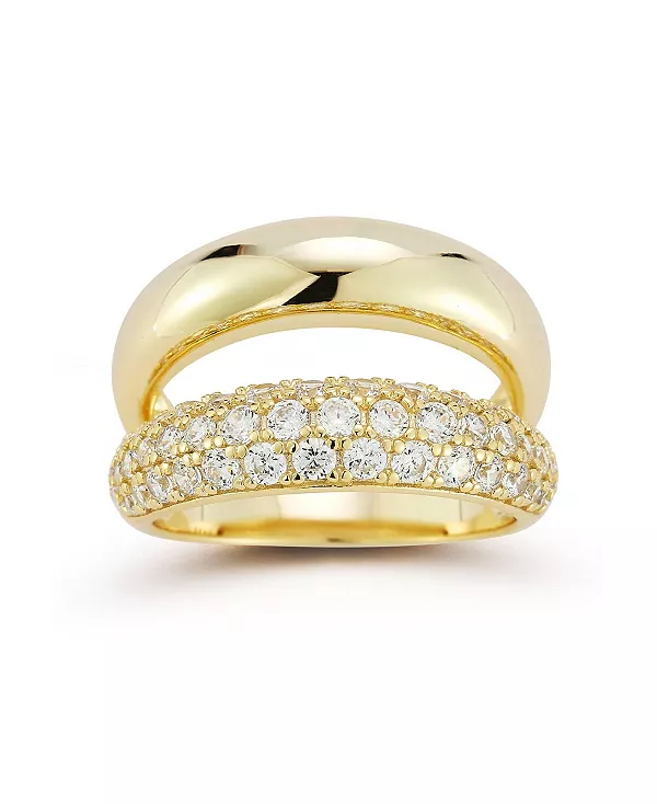 

Кольцо с двойным куполом из стерлингового серебра с покрытием из 14-каратного золота Rachel Zoe, gold