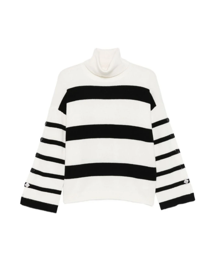 

Полосатый свитер с высоким воротником и манжетами на пуговицах Liu Jo, мультиколор