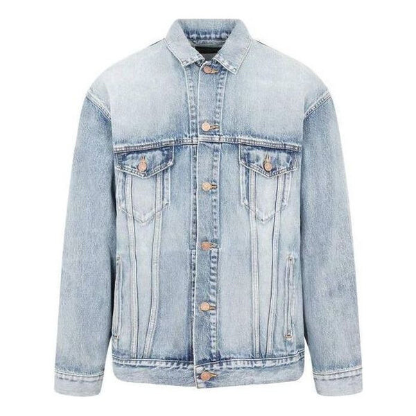 

Куртка bb sprayed denim jacket large fit 'light blue yellow' Balenciaga, голубой