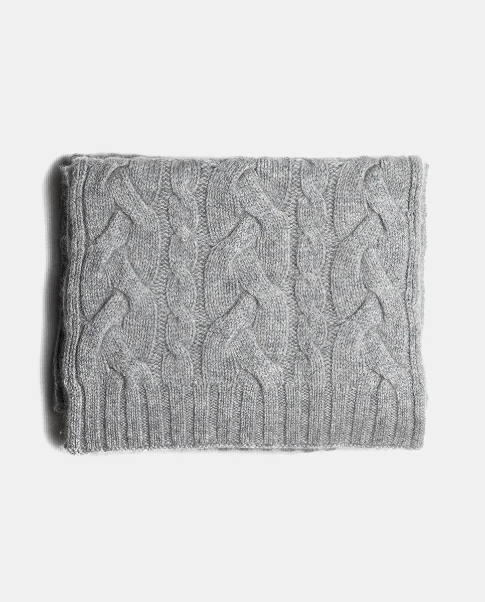 

Шарф из 100% кашемира с косами цвета экрю Bel Cashmere, серый
