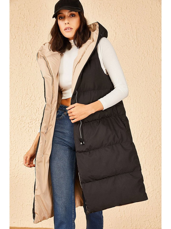 

Bianco Lucci Двусторонний стеганый жилет бежевого и черного цвета