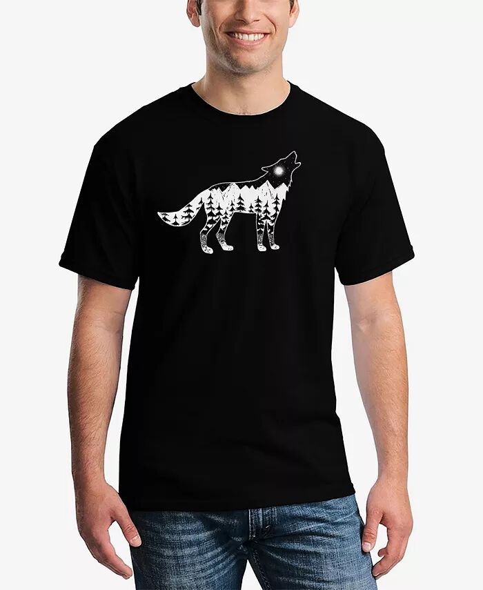 

Мужская футболка с коротким рукавом Howling Wolf Word Art LA Pop Art, черный