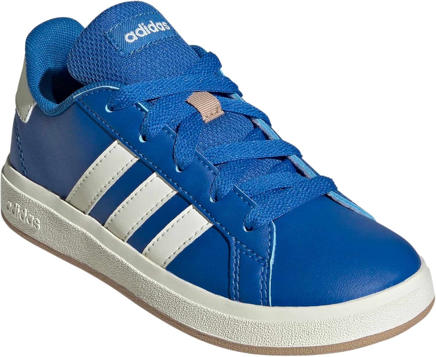 

Детские кроссовки Adidas Grand Court 2.0 унисекс с эластичными шнурками и ремешком, слоновая кость/ярко-аквамариновый