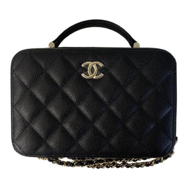 

Сумка-коробка из кожи икры, женская черная наплечная сумка, кроссбоди, косметичка CHANEL