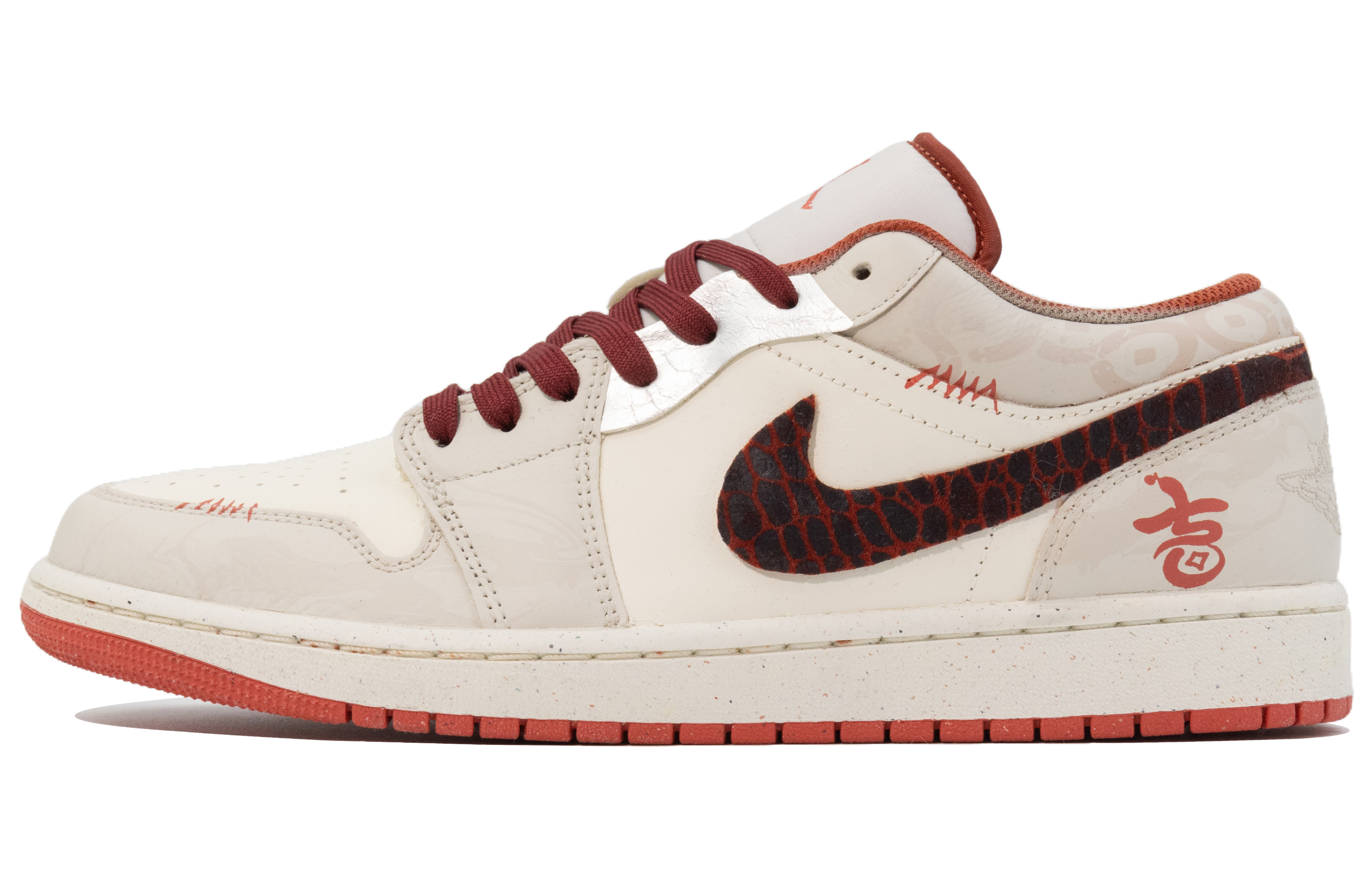 

Jordan Баскетбольные кроссовки Air 1 Wishing You Prosperity с нескользящей подошвой, износостойкие, винтажные, мужские, красно-коричневые