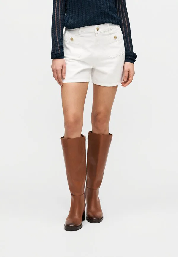 Джинсовые шорты с высокой посадкой и золотистыми пуговицами Tommy Hilfiger, Optic White