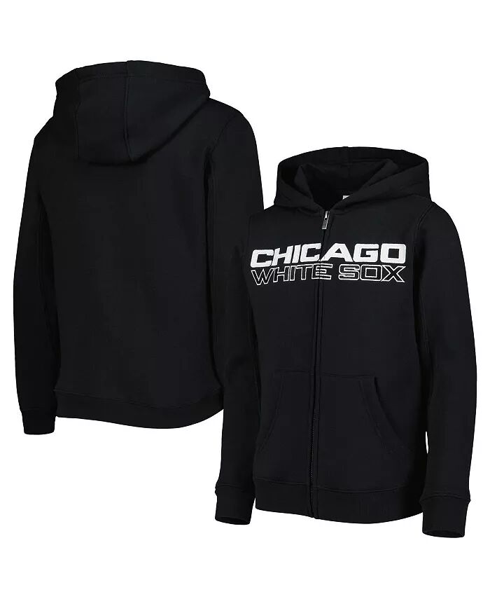 

Толстовка с капюшоном из флиса с надписью Chicago White Sox на молнии для больших мальчиков и девочек, черная Outerstuff