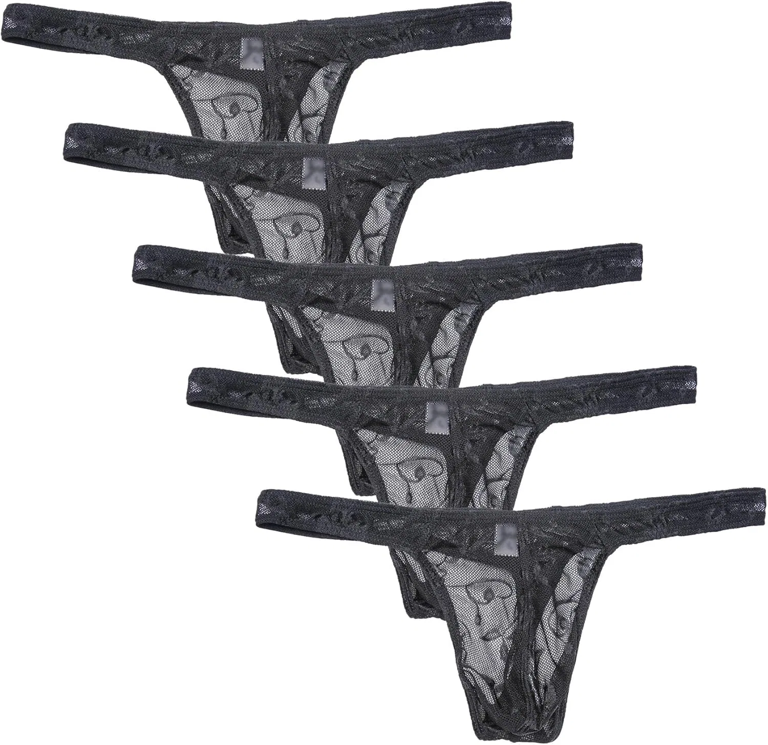 Трусы боксеры, кружевные, Black-5pc