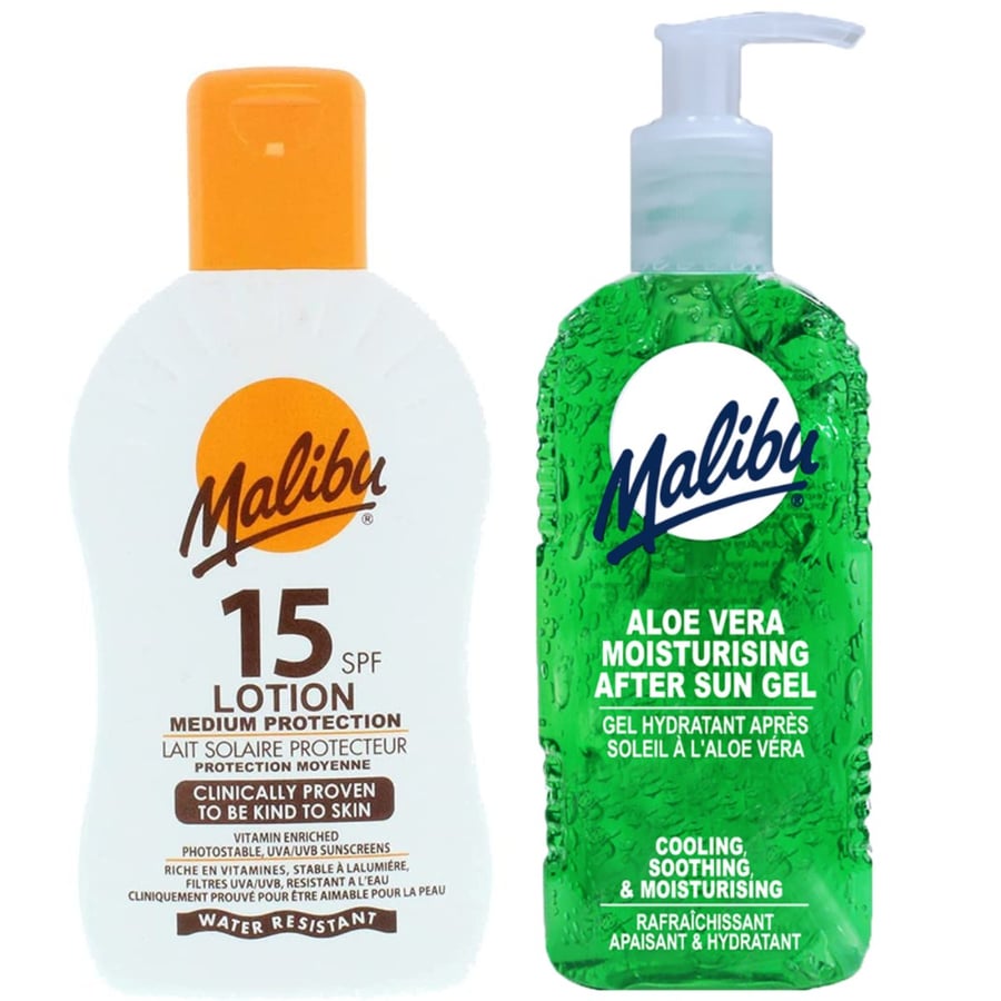 

Водостойкий бальзам Malibu SPF15 200 мл + Гель после загара с алоэ 200 мл