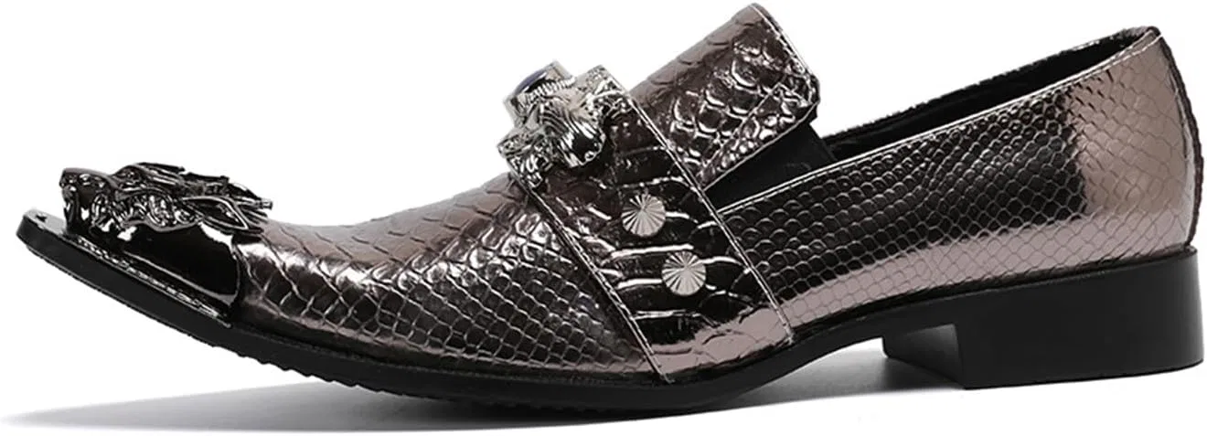 Лоферы кожаные Mens Dress Shoes, Grey MANYUBEI — фото 2
