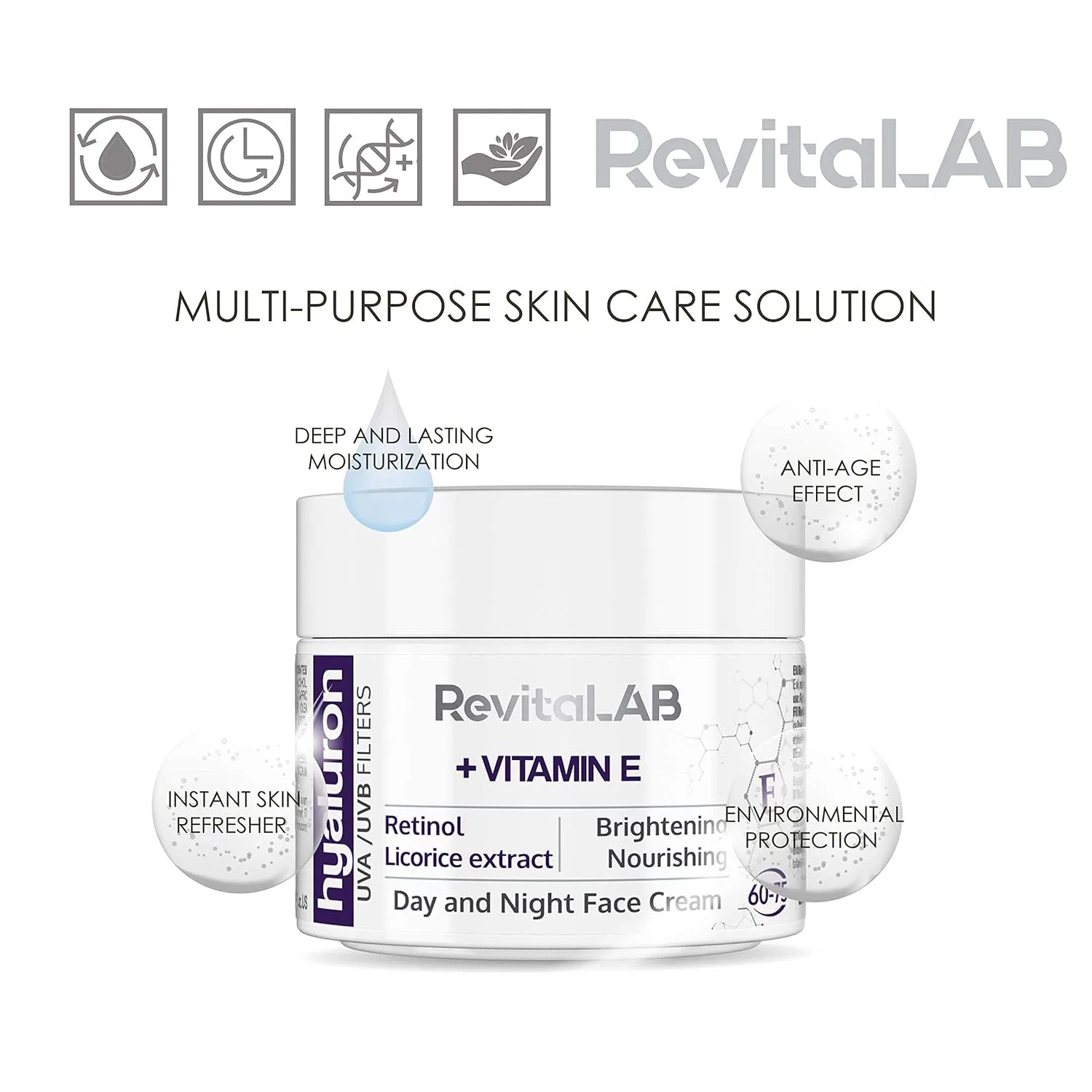 Крем для лица Revitalab — Антивозрастной дневной и ночной с гиалуроновой кислотой и витаминами — фото 3