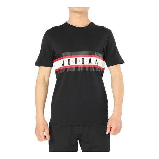 

Футболка Men's Air Jordan Splicing Alphabet Logo Printing Casual Short Sleeve Black T-Shirt, мультиколор