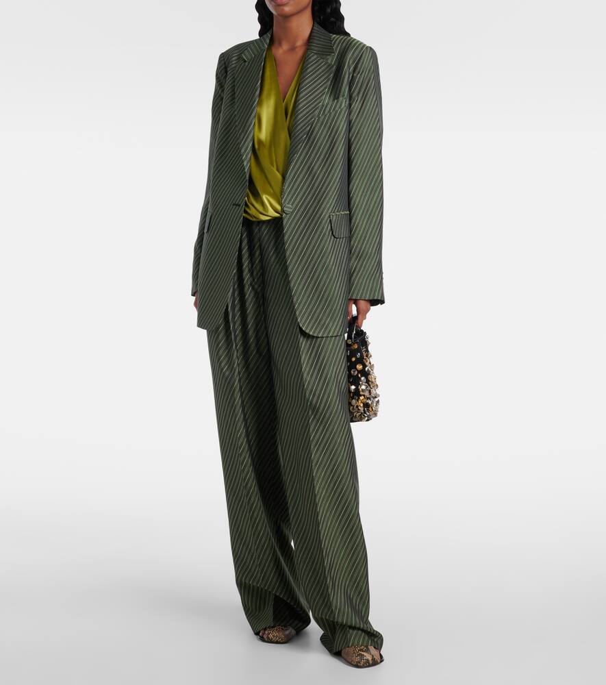 Полосатые брюки с высокой талией и широкими штанинами Dries Van Noten, Bottle — фото 2