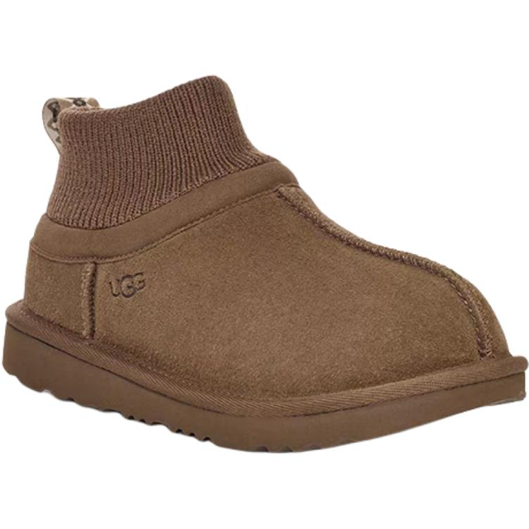 Классические новинки, прочные, теплые детские ботинки для детей UGG, черный/коричневый — фото 2
