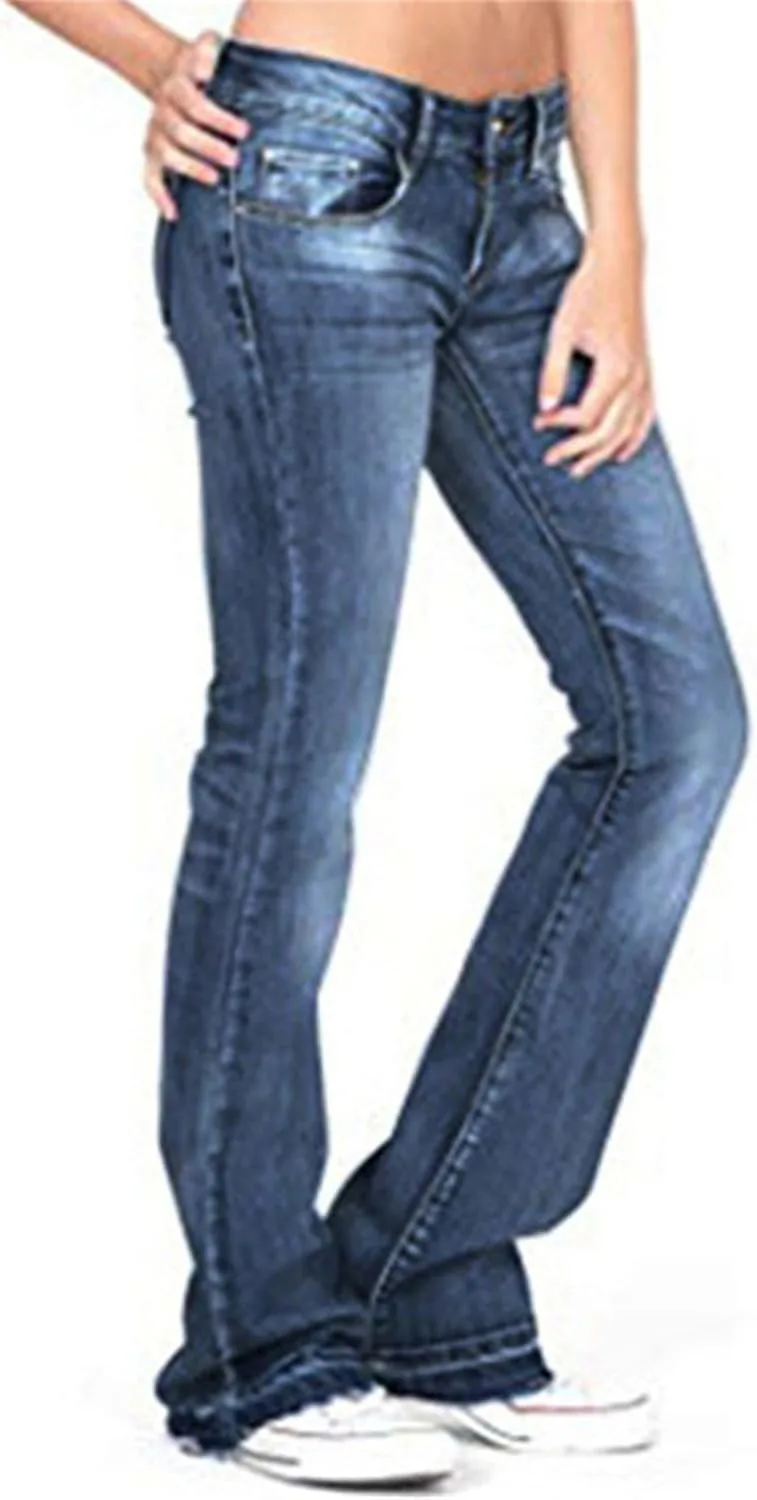 Andongnywell женские джинсы mid rise casual boot cut stretch slim wide leg — фото 2