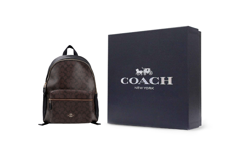 

COACH Шарли холщовый рюкзак большой размер женский тёмно-коричневый