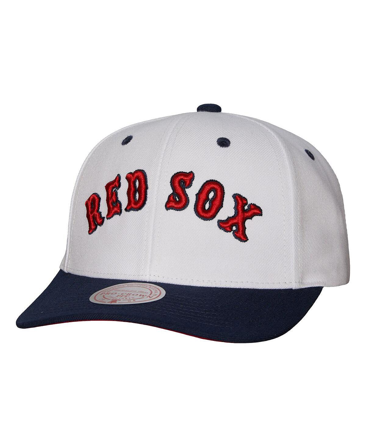 

Мужская белая кепка Boston Red Sox Cooperstown Collection Pro Crown Snapback Mitchell & Ness